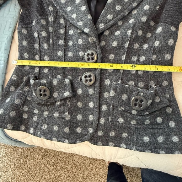 Sonia Rykiel Vintage 100% Wool Charcoal Polka Dot Blazer size 38 - Picture 9 of 15